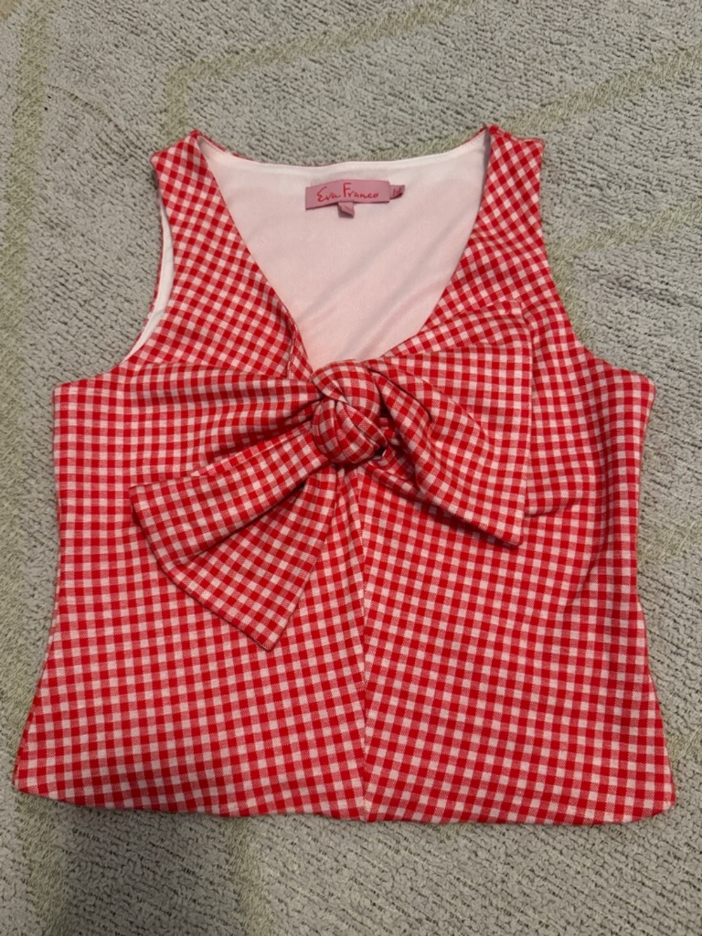 Eva Franco Red and White Gingham Front-Tie Tank